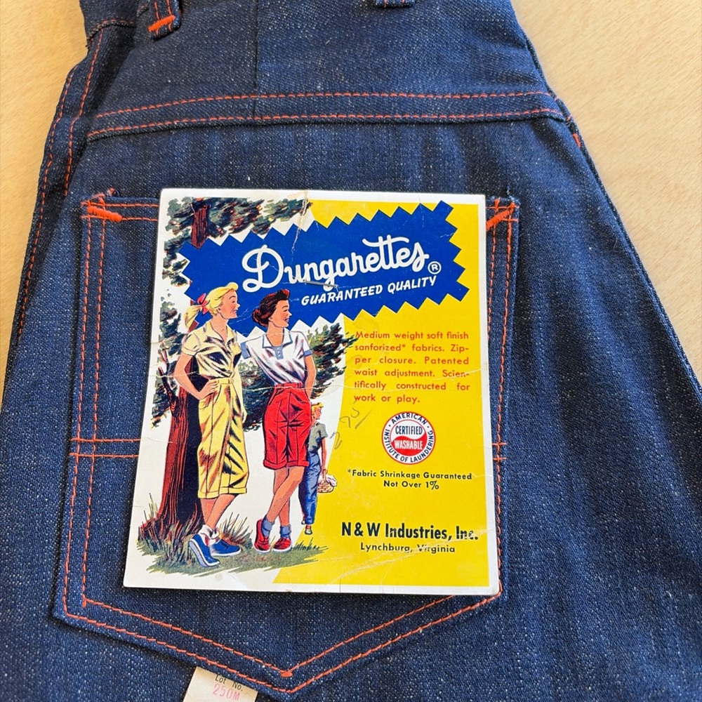 Vintage 1950’s Dungarettes High waisted Straight Jeans - Picture 2 of 10